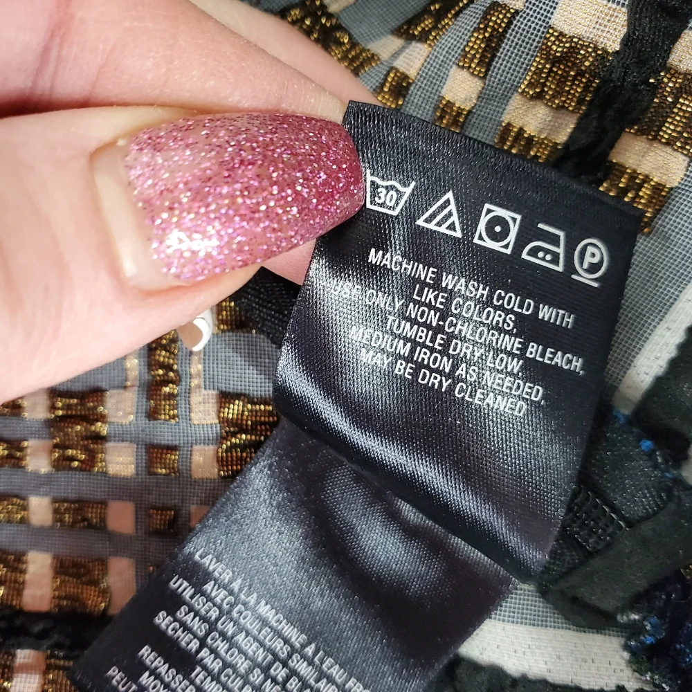 NWT Anthropologie Nathalie Peplum Metallic Plaid Top By Deletta SZ XS Academia - Picture 11 of 14